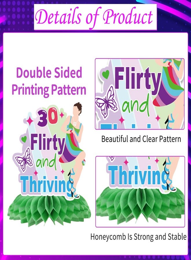 Aposwow Thirty Flirty and Thriving Decorations - 9PCS 30 Flirty and Thriving Honeycomb Centerpieces Birthday Table Decoration Talk 30 to Me Bday Decor for 30 Years Old Supplies - Image 3